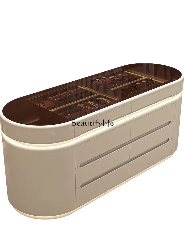 

Light luxury high-end cloakroom Nakajima Taiwan household floor-to-ceiling display cabinet Solid wood jewelry storage cabinet