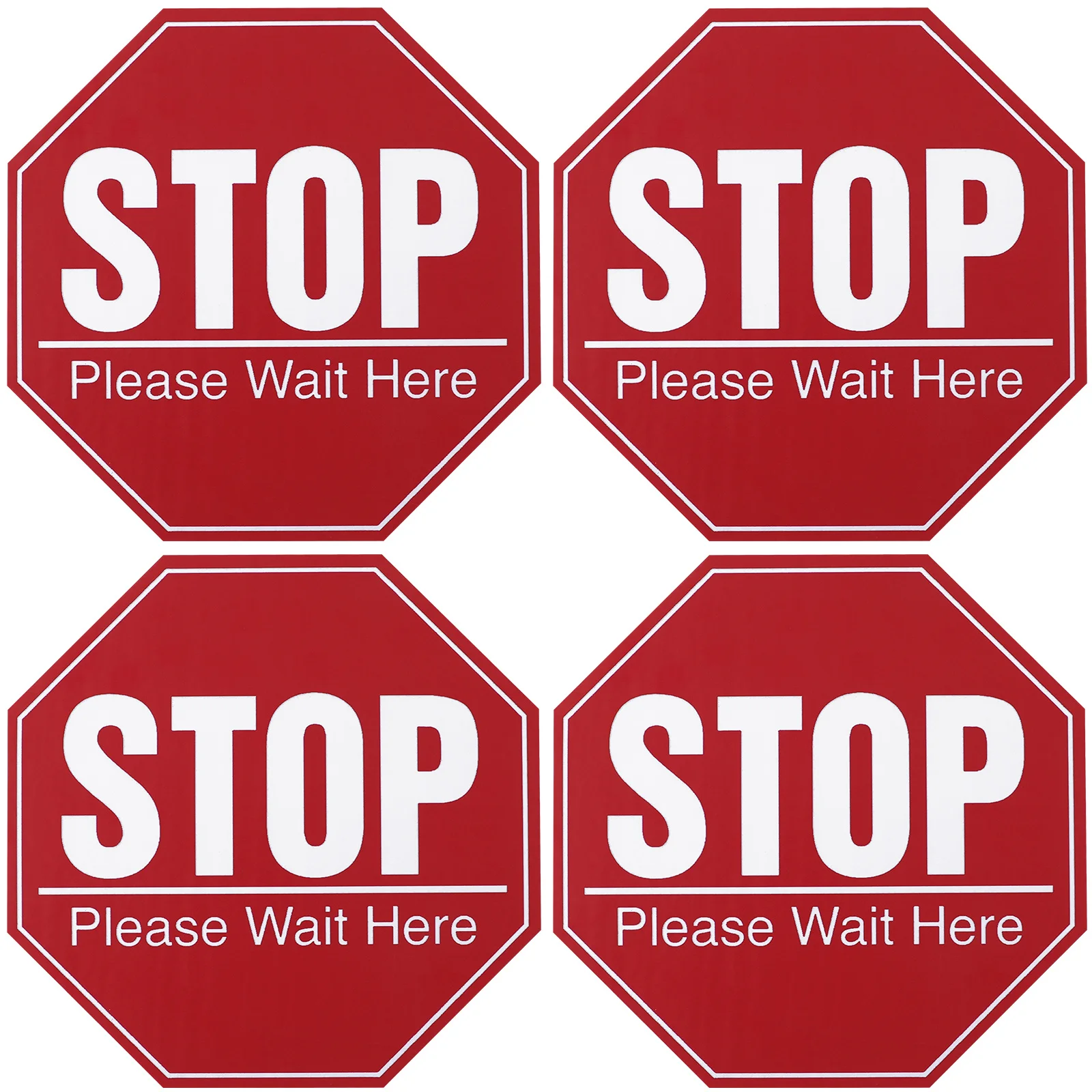 5 Sheets Social Distancing Floor Decals Stop Please Wait Here PVC Stickers Public Safety Distance Awareness Signs