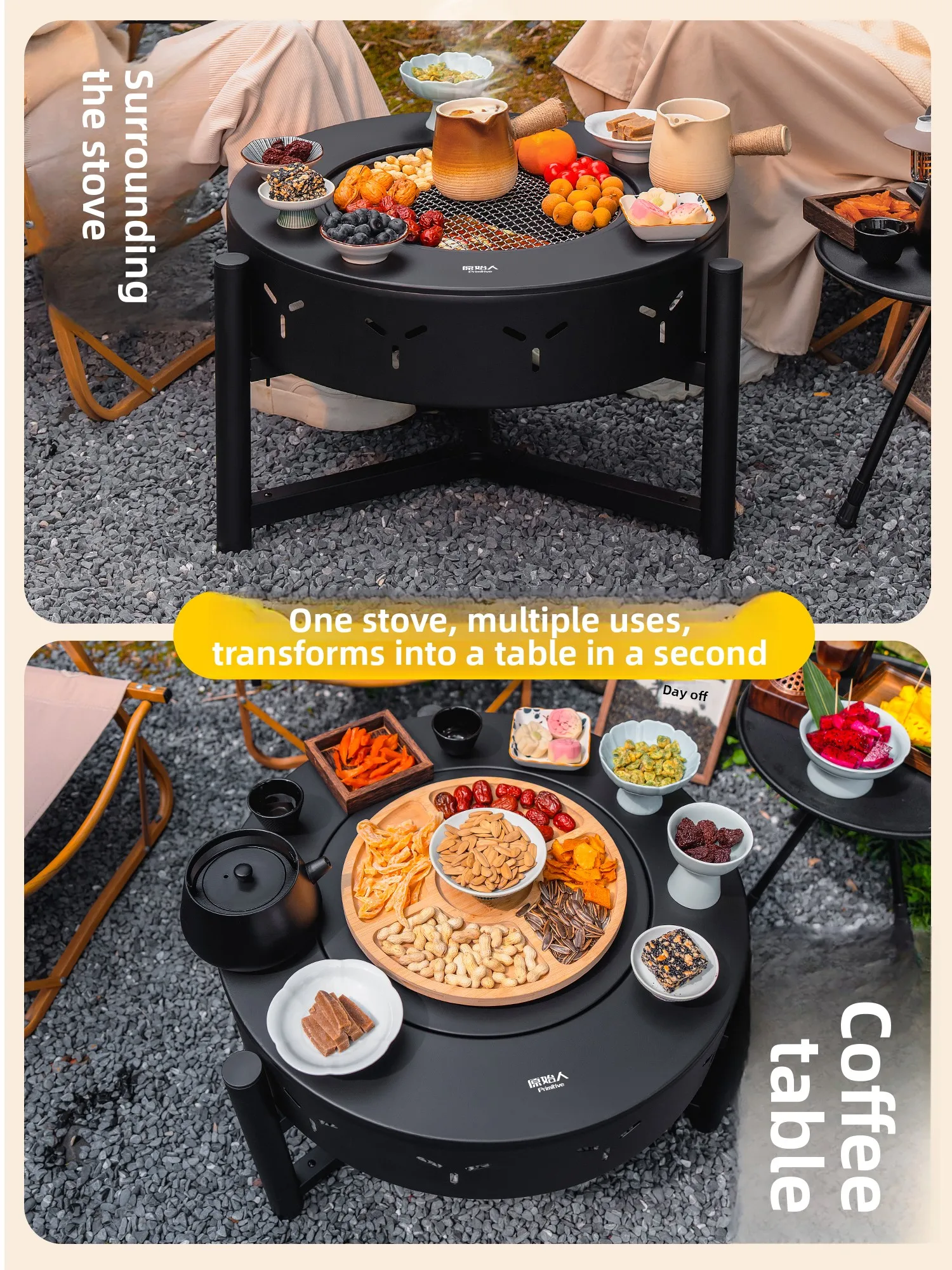Primitive man fireplace brewing tea roasting stove set household indoor utensils full set winter garden stove barbecue table