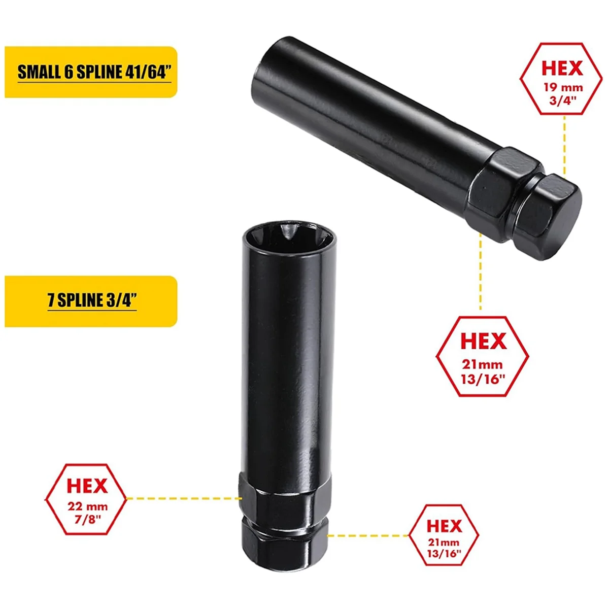 Llave de tuerca de 7 estriados, herramienta de extracción de casquillo de tuerca de 6 estriados, 2 uds., reemplazo de llave de bloqueo de rueda de posventa de accionamiento hexagonal doble, oferta