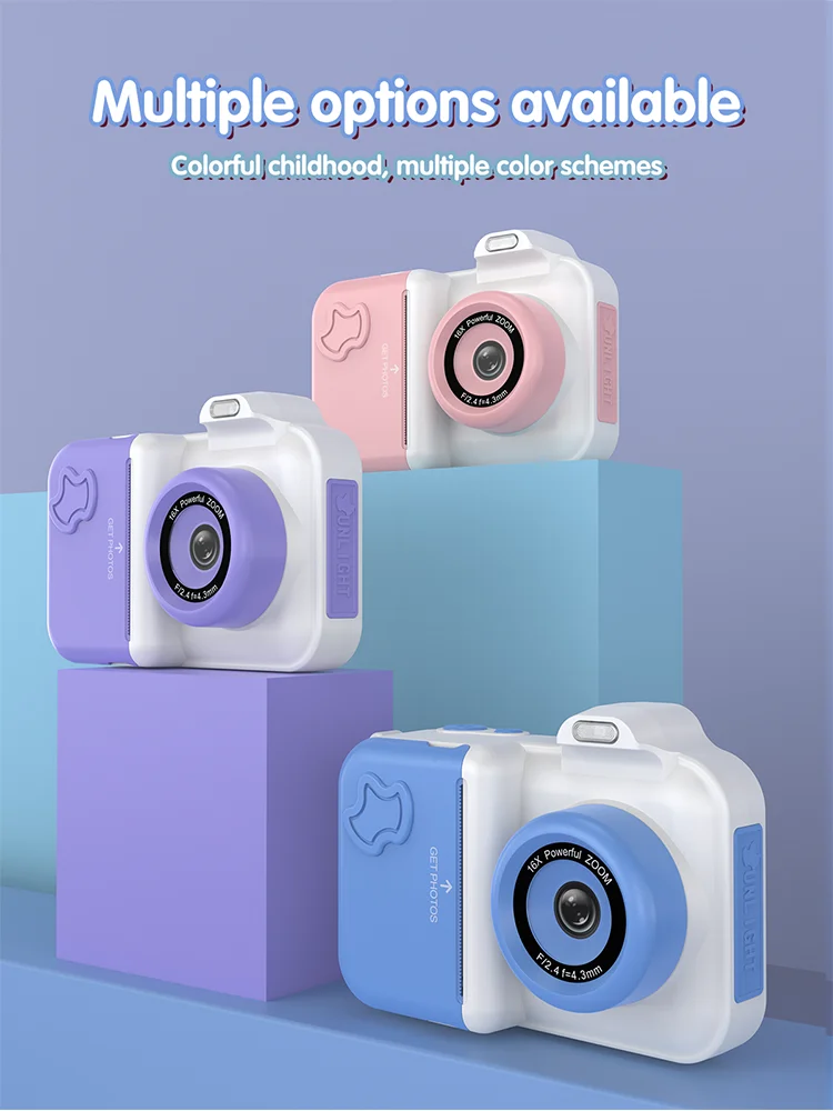 Cámara instantánea para niños, cámara 1080P de 2,4 pulgadas, cámara digital con impresión instantánea de tarjeta de 32GB, regalo de cumpleaños para niños, regalo de Navidad