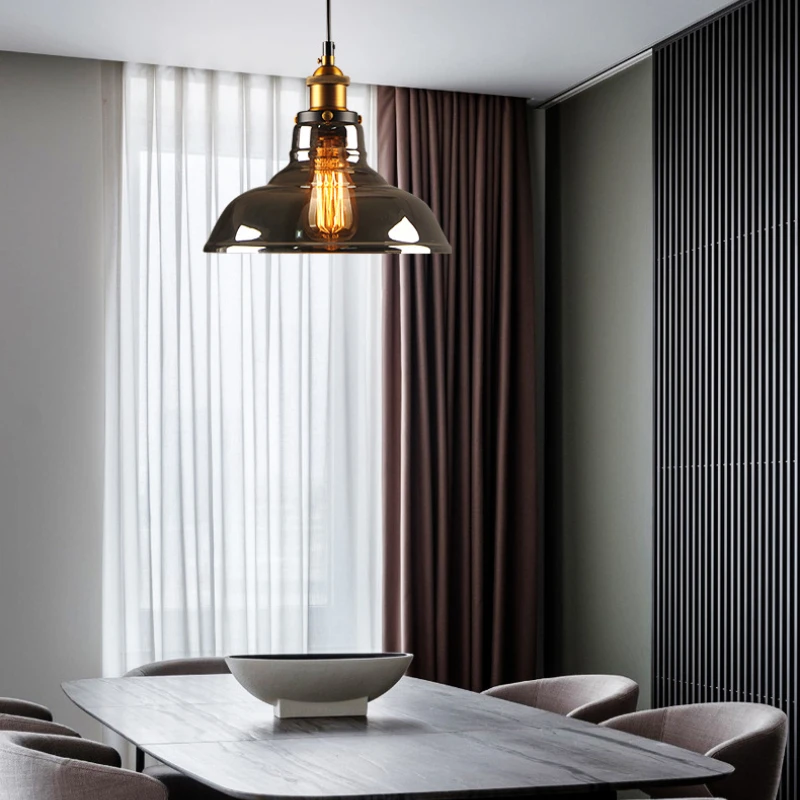 Vintage Pendant Lights Glass Retro Industrial Style Loft Creative Restaurant Bar Counter Single Head Glass Hanging Lamp