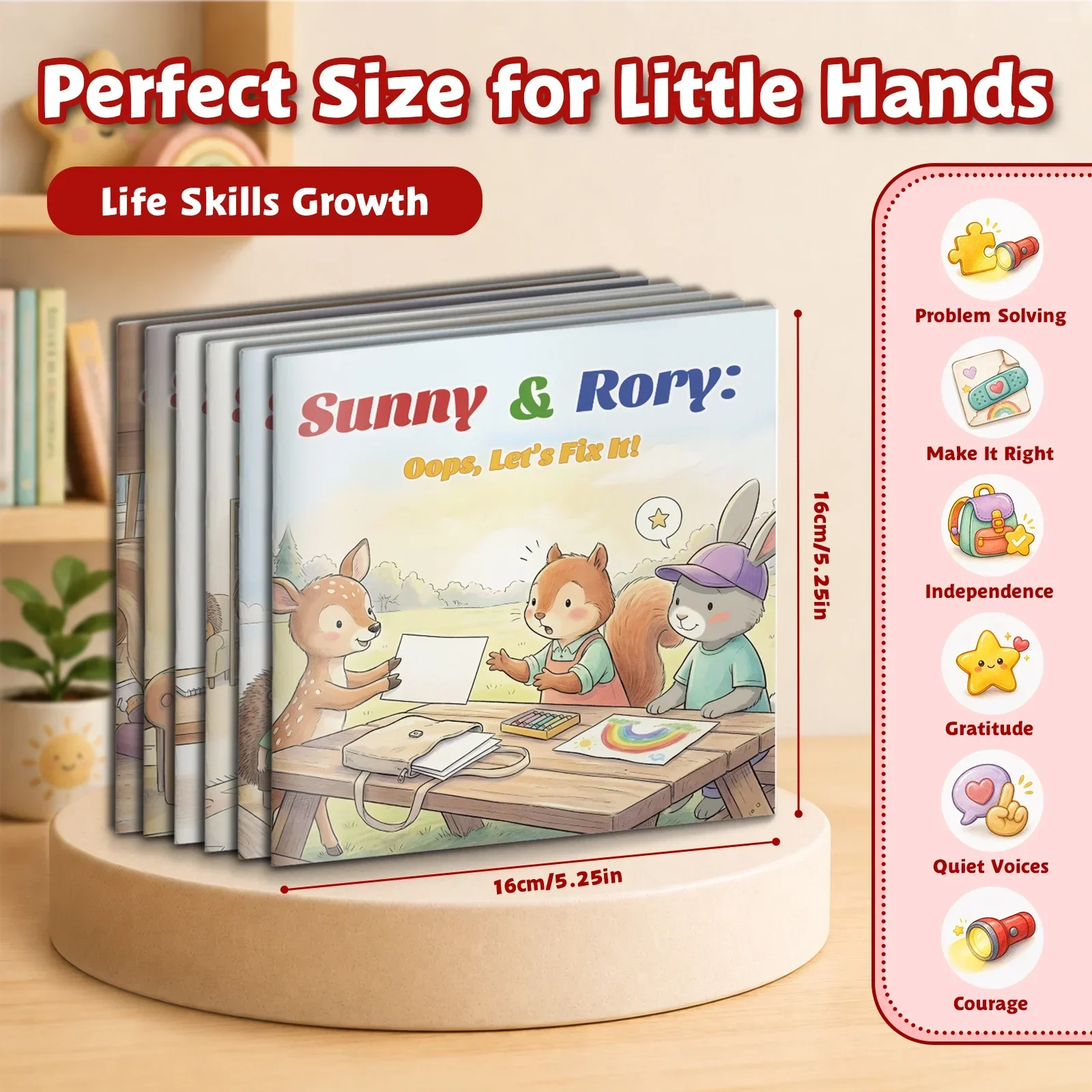 6-Book Sunny & Rory Social-Emotional Learning Picture Book Set for Kids: Life Skills Stories About Problem Solving, Courage