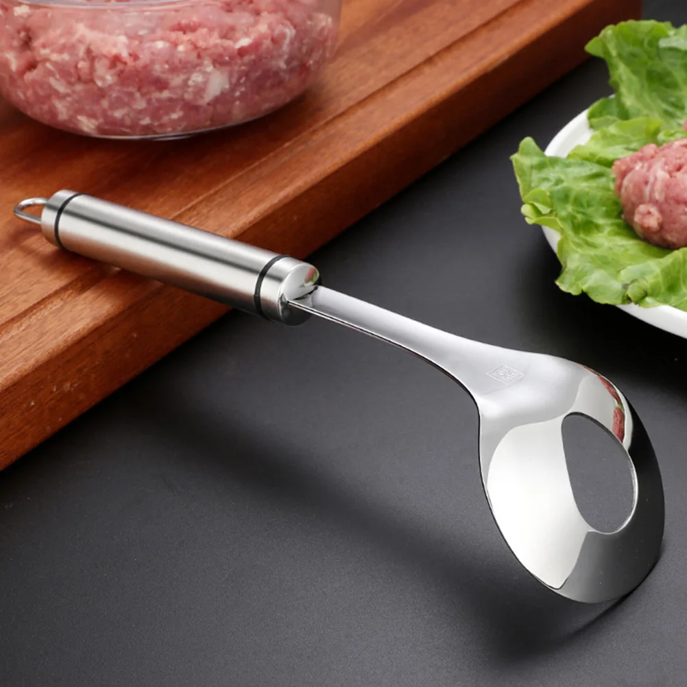 

2pcs Stainless Steel Meatball Maker Spoon Corrosion Resistant Comfort Handle Kitchen Gadget For Hotpot Soup Meatball Scoop Tool