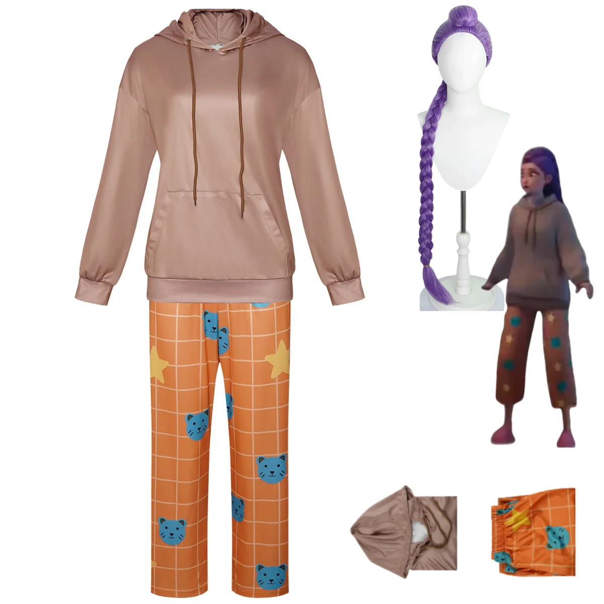 

Аниме фильмы KPop Rumi косплей костюм коричневые толстовки пижамные штаны домашняя одежда парик женский милый повседневный костюм для отдыха