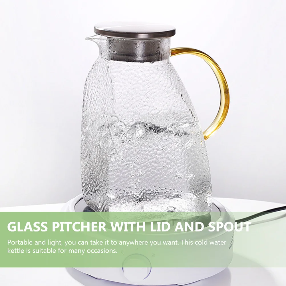 

Glass Water Pitcher Lid Iced Tea Jug Fridge Door Elegant Shape Long Lasting Multi Purpose Drink Dispenser
