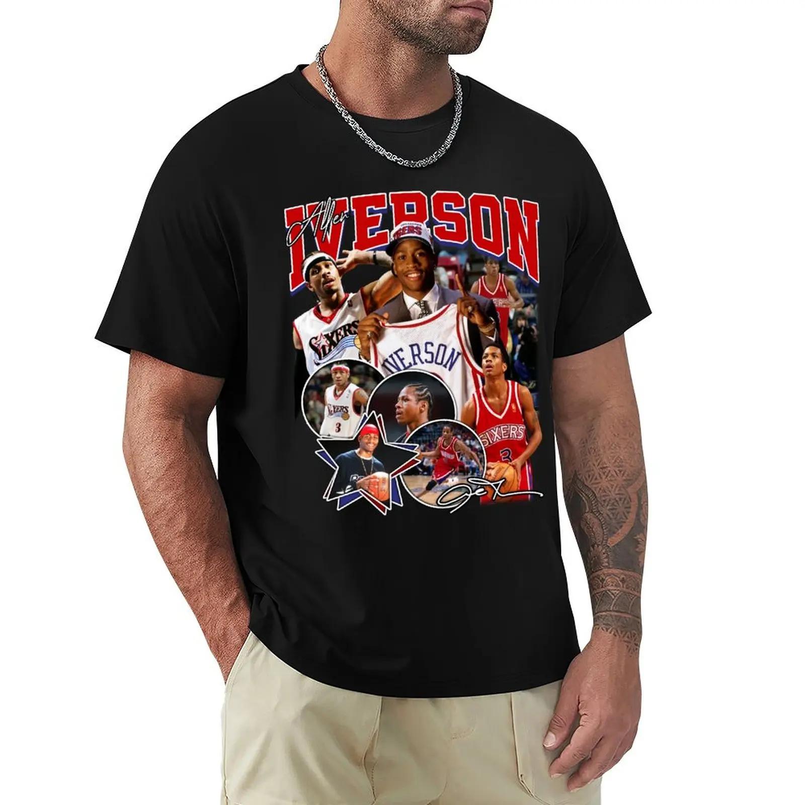 

Allen Iverson The Answer Basketball Legend Signature Vintage Retro 80s 90s Bootleg Rap Style T-Shirt