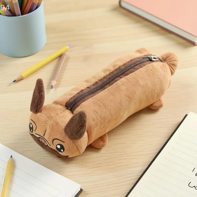لطيف الكرتون أفخم الكلب مقلمة متعددة الوظائف حقيبة التخزين محفظة نسائية للعملات المعدنية Kawaii ألعاب من نسيج مخملي حقيبة طالب لوازم مكتبية