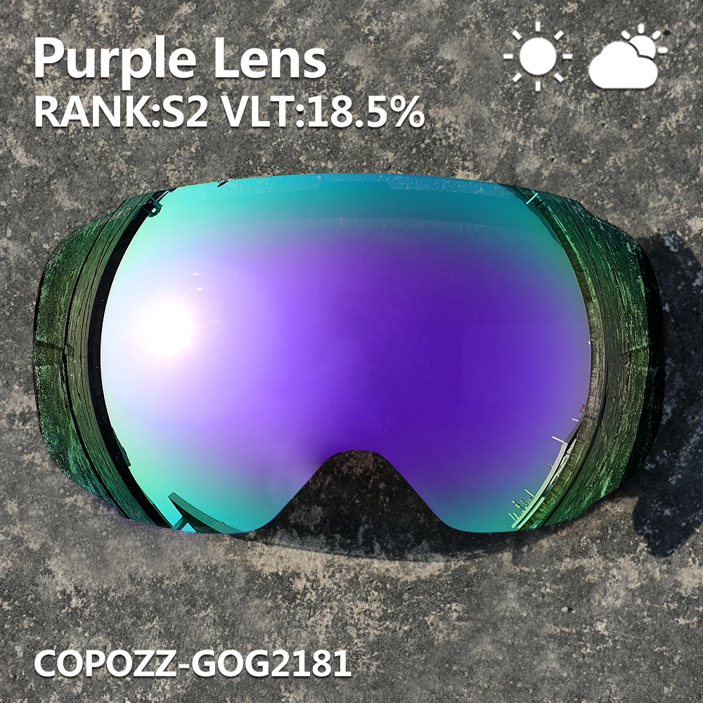 COPOZZ lentilles magnétiques pour lunettes de Ski GOG-2181 lentille Anti-buée UV400 lunettes de Ski de neige sphériques lunettes de Snowboard (lentille uniquement)