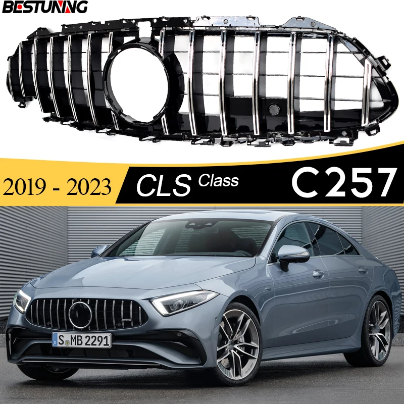 

Panamericana GT Style Front Replacement Hood Grille for Mercedes CLS Class 2018 - 2023 4-Door Coupe C257 W257 CLS 350 CLS 53 AMG