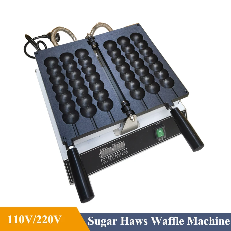 21-Hole Non-Stick Electric Skewer Waffle Maker Sugar-Coated Haws Shape Waffle Machine Ball Shaped Cake Baking Machine