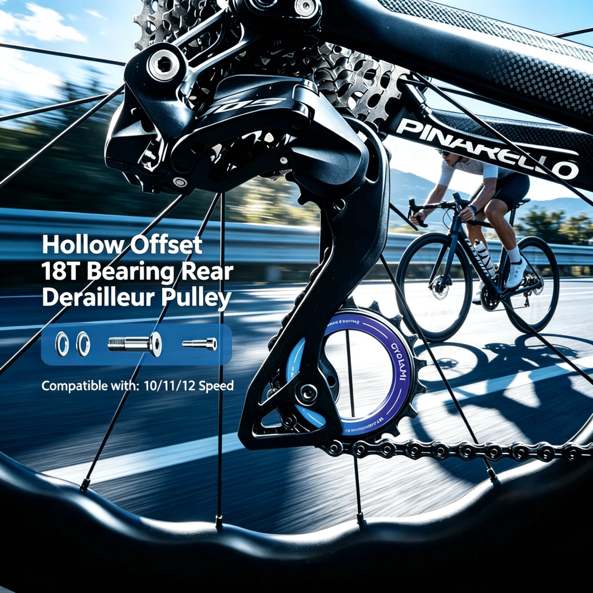 18T Hollow Jockey Wheel 12‑Speed Ceramic Bearing Rear Derailleur Pulley For Shimano R9200 R9250 R8100 R7000 Road Bike