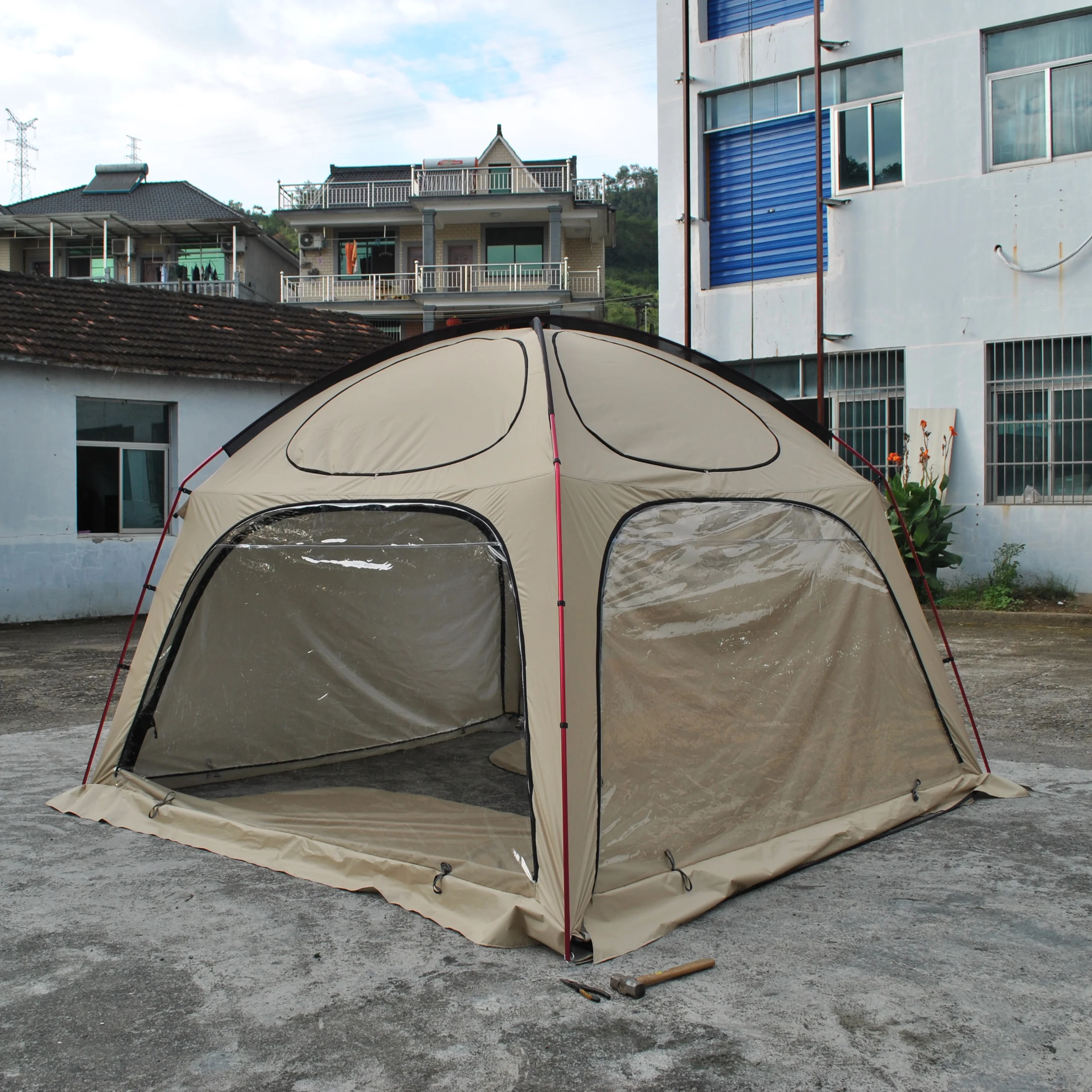 High quaity 6 person transparent tent,6 Person PVC tent for Famiy tent,6 Person Glamping tent,big dome temt with 4 doors