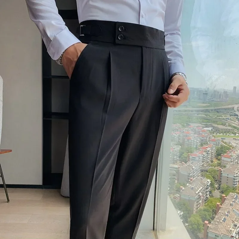 Draped Trousers for Men Fluid High Waist Brown Man Suits Pants Up Spring Clothes Quality Korean Reviews Many Stylish Tailoring