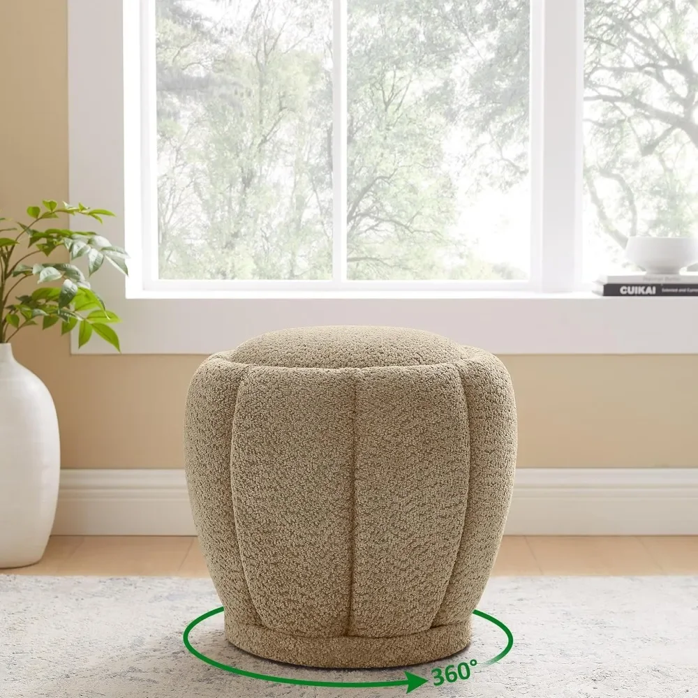 

Swivel Upholstered , Living Room Modern Small Footstool, Entryway Shoe-Changing Round Foot Stool, Without Installation