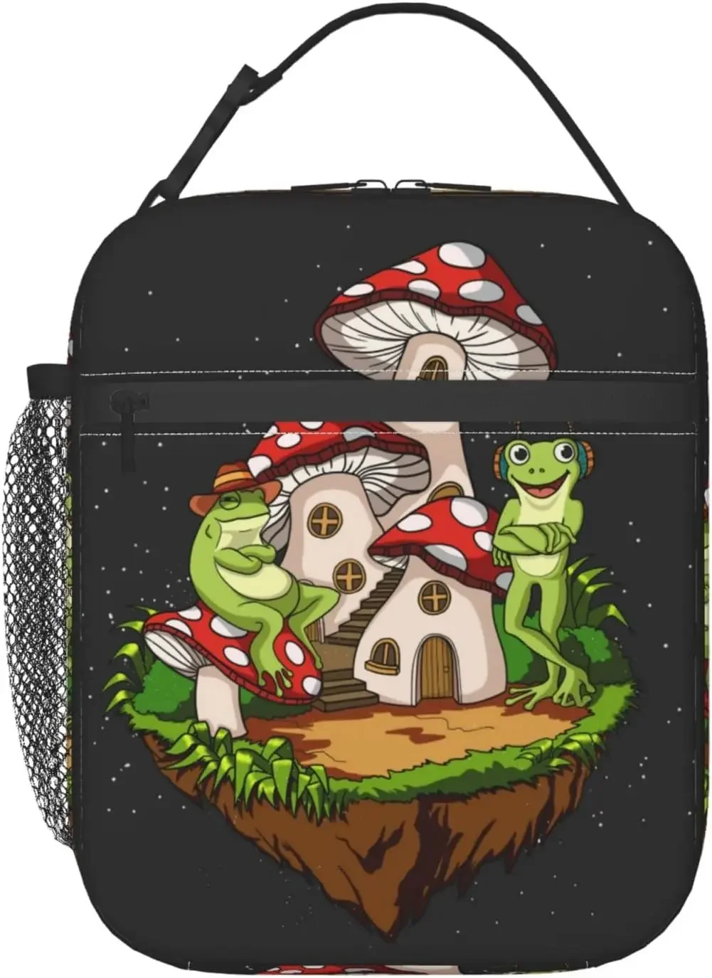 Frog And Red Mushroom Lunch Bag/Lunch Box/Lunch Tote/Picnic Bags Insulated Cooler Travel Organizer