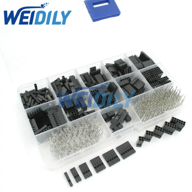 

620PCS Dupont Connector 2.54mm, Dupont Cable Jumper Wire Pin Header Housing Kit Male Crimp Pins+Female Pin Terminal Connector