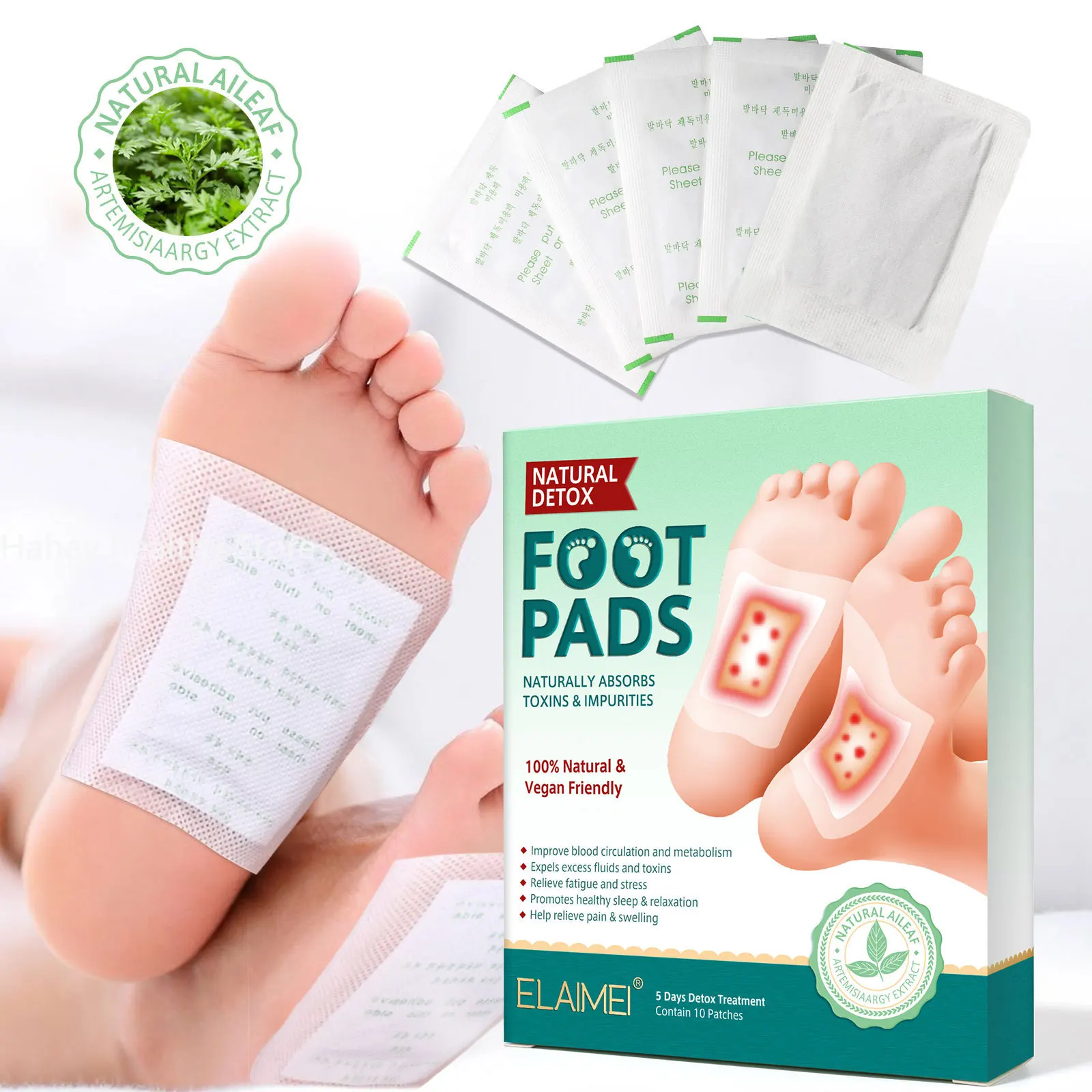 10 PCS Ginger Foot Pads Bamboo Foot Care For Healthy Body Feet Sheet Relieve Stress Improve Sleep Reducing Dysmenorrhea