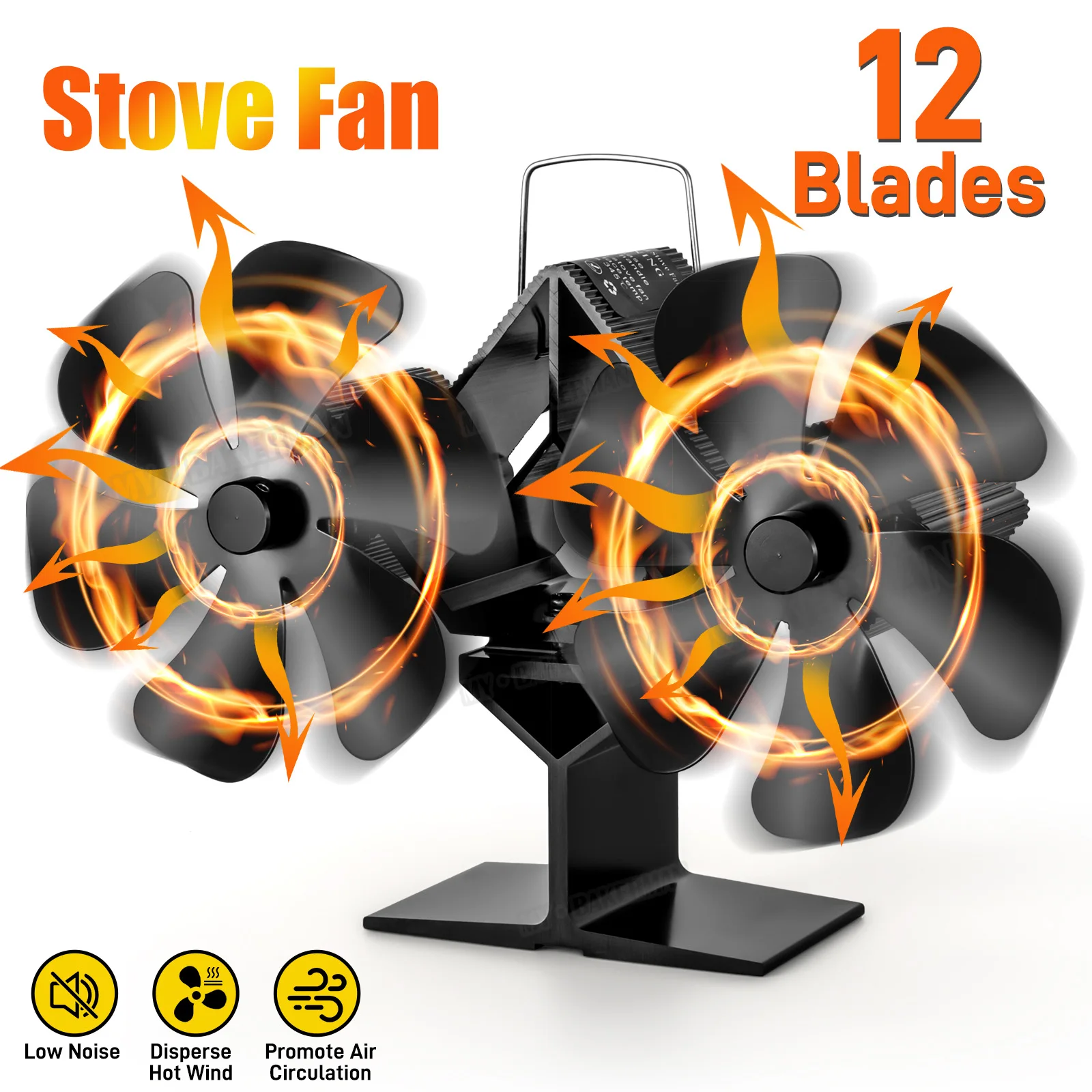 

Wood Stove Fan 12 Blade Fireplace Fan Is Suitable For Wood Stove Thermal Power Fan Quiet Operation Circulation Warm Air