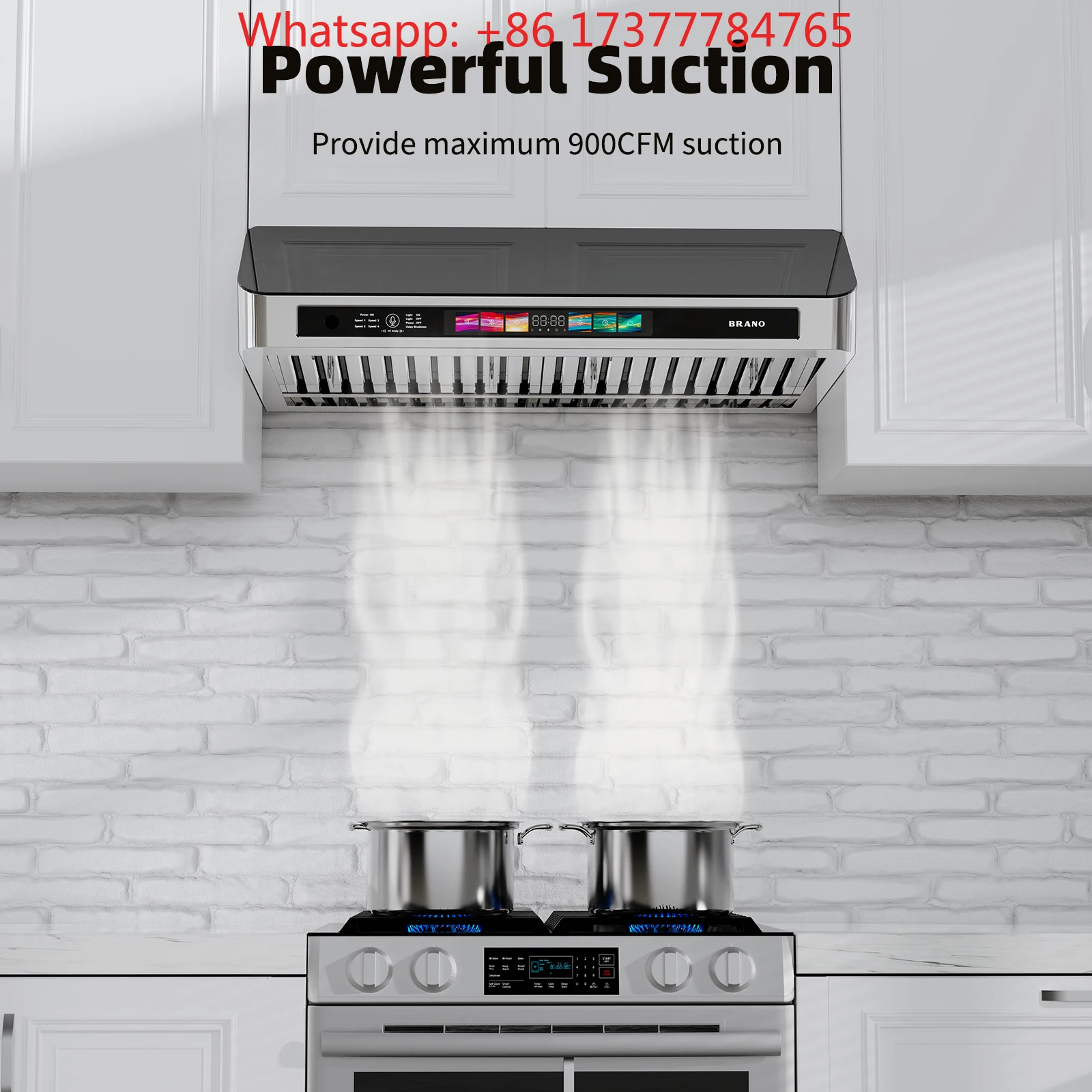 Memory Mode Multi Functional Control Range Hood, Brano Cabinet Style Intelligent Kitchen Range Hood