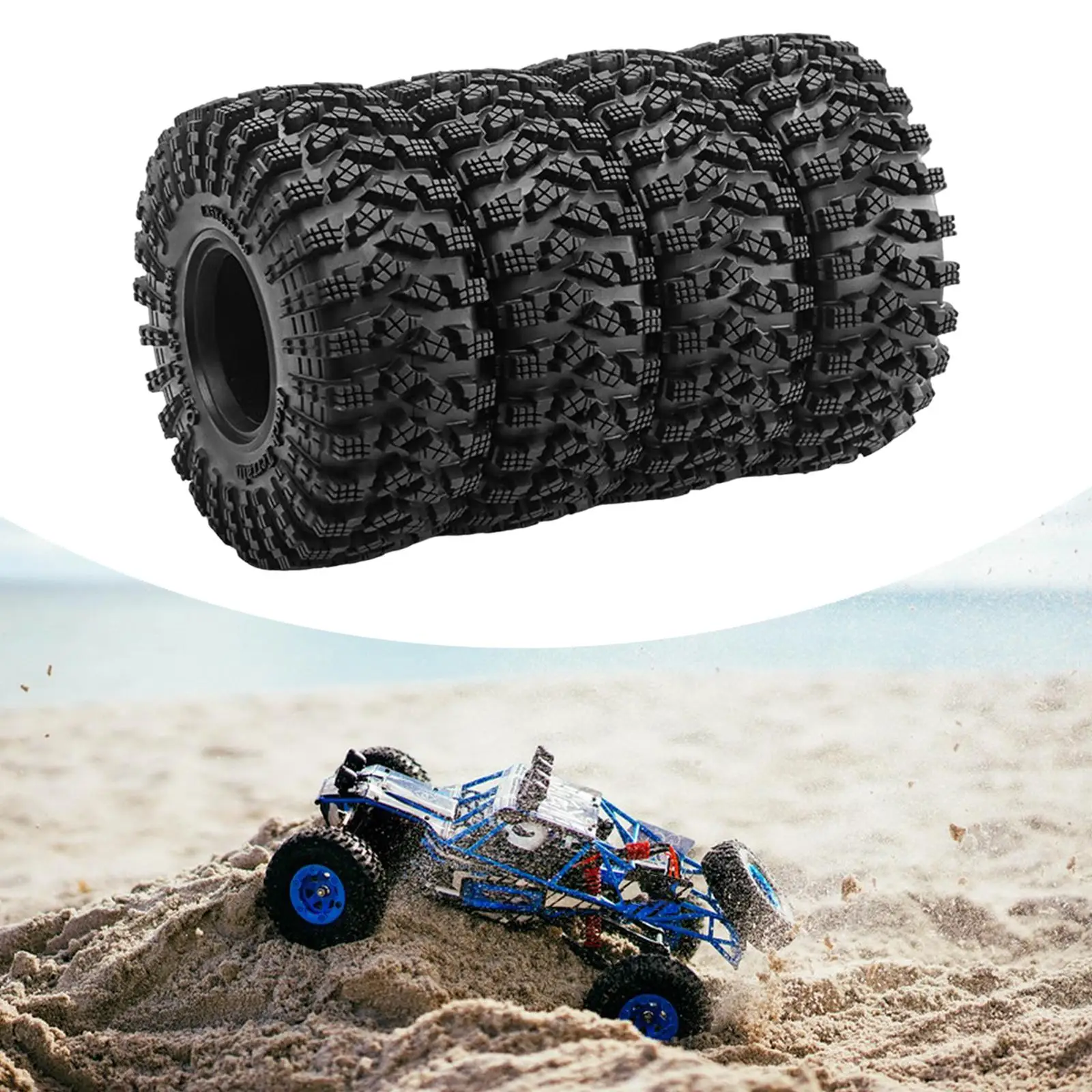 

4x RC Car Rubber Tires Professional 1.9" Rims Accessories Versatile 1:10 Upgrade Parts Wheel Tyres for TRX4 SCX10 D298 TRX6 D90