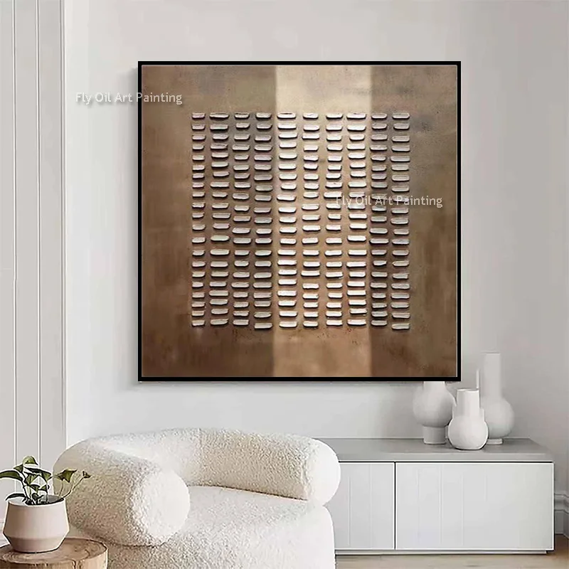 Handpainted Brown Beige And Black Abstract Canvas Artwork Decor New Fashional Design Brown Grey Oil Painting For Home Wall