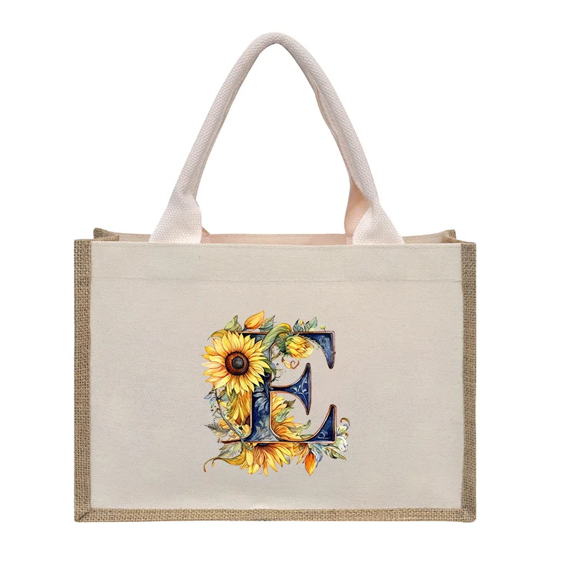 Sac à Main de Grande Capacité pour Femme, avec Lettres de Tournesol Imprimées à Chaud, Accessoire de Loisirs Étanche