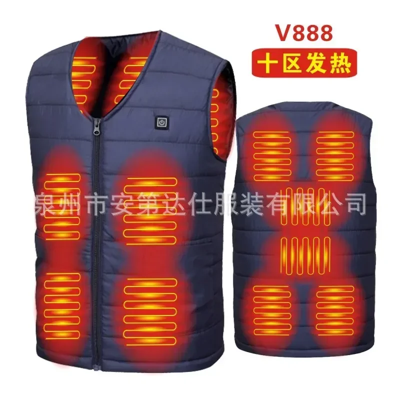 Ten Zone Intelligent Heating Vest V-neck Heating Vest Intelligent Warm Clothing for Men and Women Can Wear Large Vest