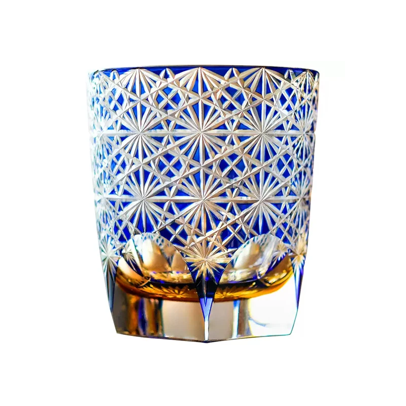 

Japanese whiskey glass, crystal glass, Edo cut, blue, purple, foreign liquor glass, gift for men and women