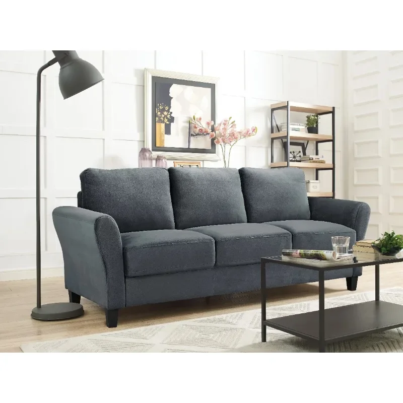 Lifestyle Solutions Alexa Sofa with Curved Arms, Gray Fabric