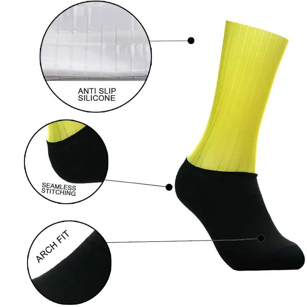 ขี่จักรยานไม่มีรอยต่อใหม่ถุงเท้าจักรยาน Anti SLIP ถุงเท้าทีม Aero จักรยานถุงเท้ากลางแจ้งแข่งจักรยานการบีบอัดกีฬาถุงเท้า