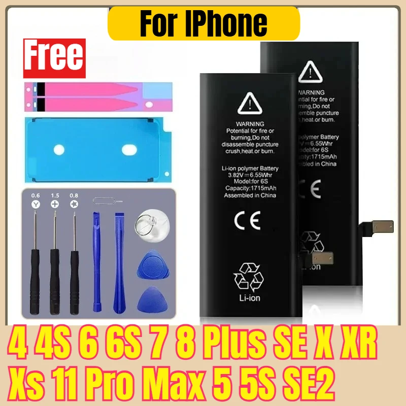 

For IPhone 4 4S 6 6S 7 8 Plus SE X XR Xs 11 Pro Max 5 5S SE2 Mobile Phone Batteries