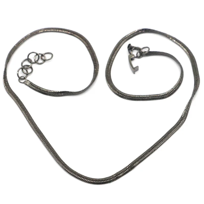 Compre 2 y obtenga 1 gratis, cadena ancha de oro negro Vintage para hombre, collar de plata de 17,5-18,5 pulgadas