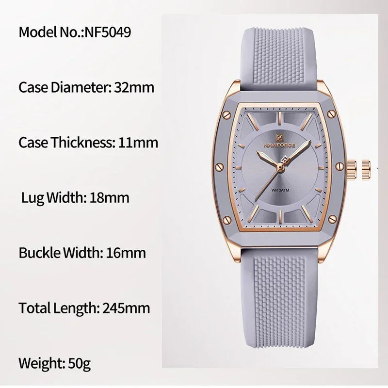 NAVIFORCE  NF5049 High Quality Ladies Wristwatch Quartz Female Sports Full Dress Watches for Women 30m Water Resistant Clock