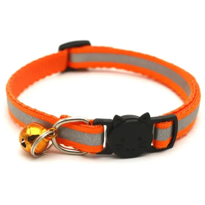 New Neck Strap Reflective Cat Dog Collar Safety Breakaway  Nylon Kitten Puppy Pet with Colorful Bell Puppy Pet Leash Accessories