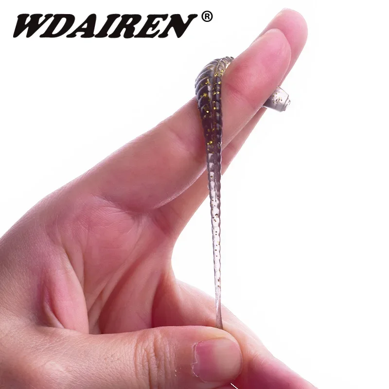 5 sztuk 70mm 1.8g Jig Wobblers przynęty łatwe Shiner podwójne kolor silikon sztuczna przynęta karpia Bass widelec ogon Swimbaits