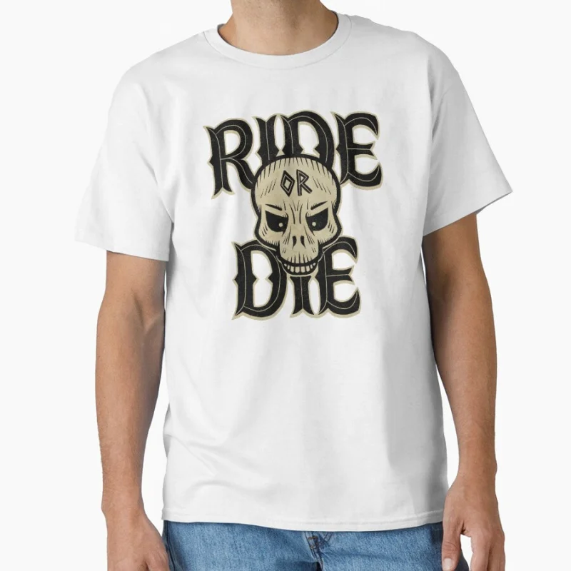 

Funny Ride or die vintage speed race Short-sleeve crewneck T-shirt for motorcycle rider large size tee Adult Tops