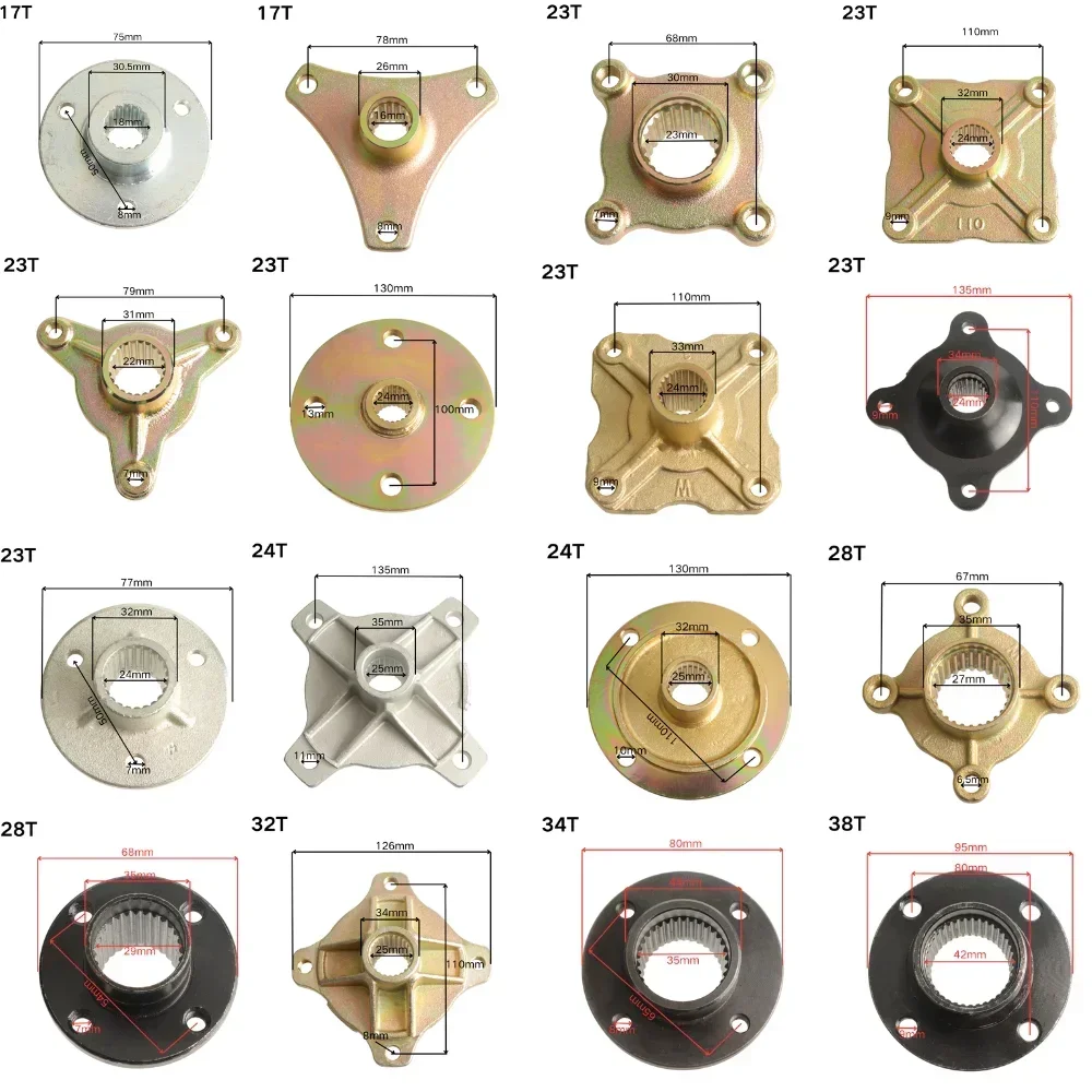 17T 23T 24T 28T 32T 34T 38T Rear Wheel Hub Sprocket Hub for China 50cc-250cc ATV Quad Bike Go Kart UTV Buggy Golf Cart Parts