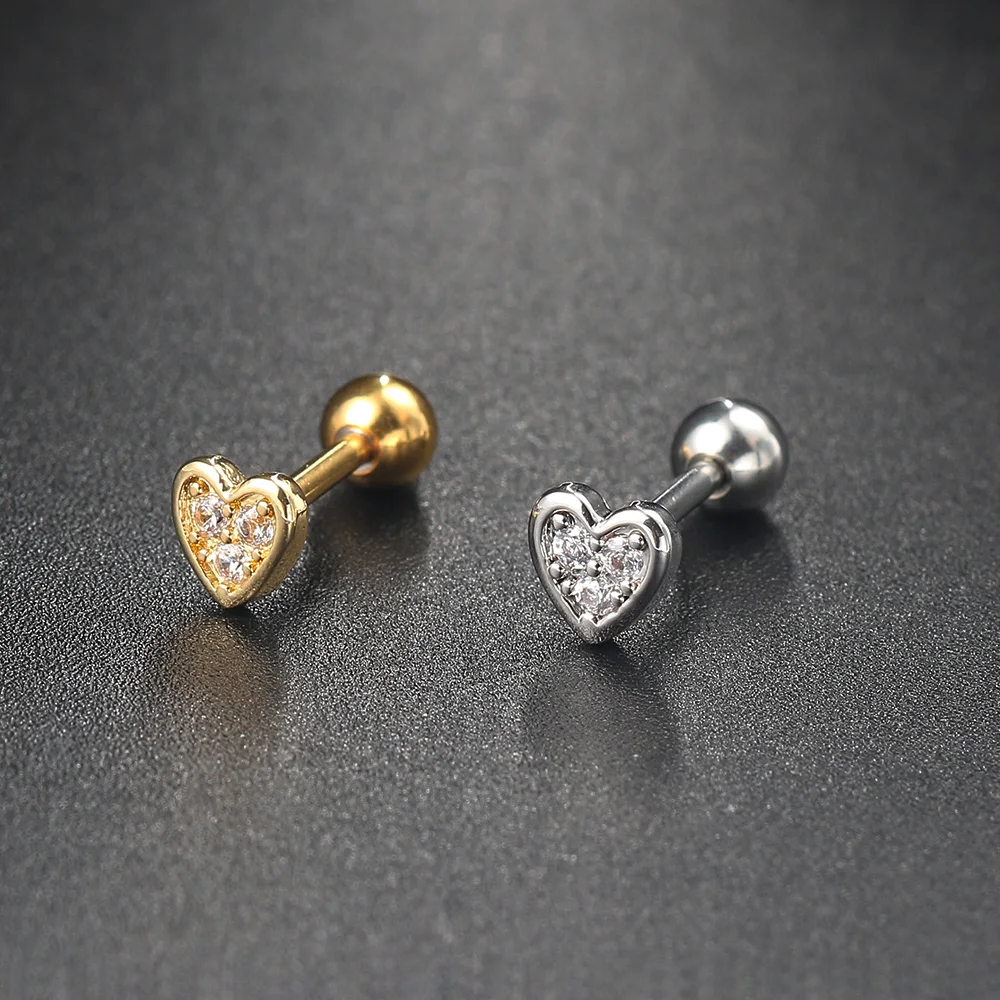 1PC Helix Piercing Herz Ohrringe Für Frauen Dainty Silber Farbe Zirkonia Tragus Daith Lobe Knorpel Ohrringe Körper Schmuck CC003 – Detail 7