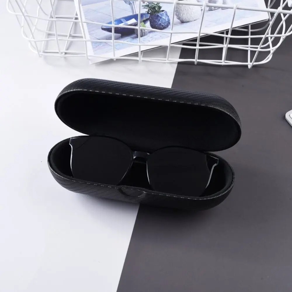 Black Leather Sunglass Case Portable Resist Compression Hard Shell Glasses Storage Box Carbon Fiber Glasses Box Travel