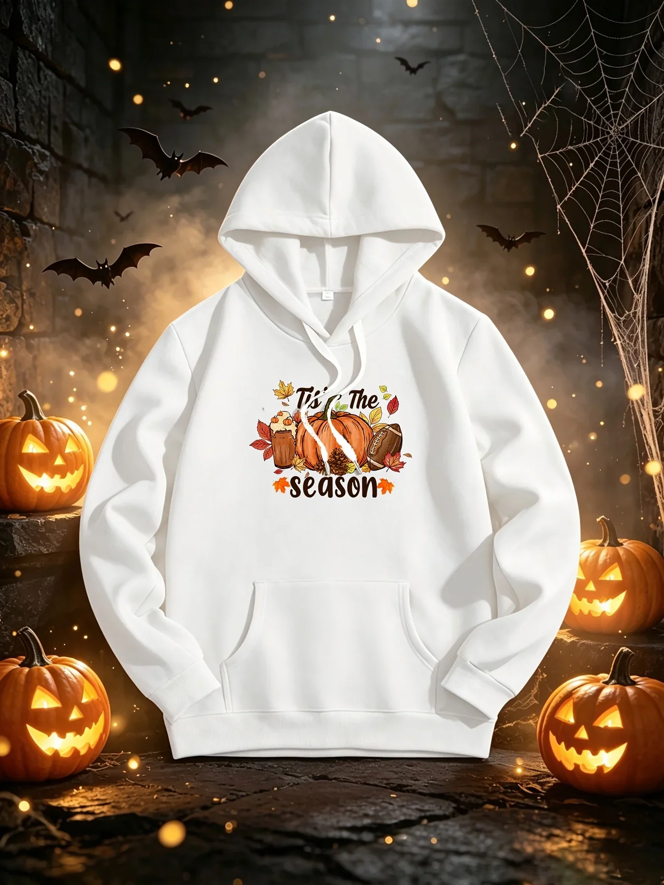 New Men's Stylish Casual Hoodie – Halloween-Themed Print – Comfortable, Versatile Long-Sleeve Hoodie for Autumn and Winter