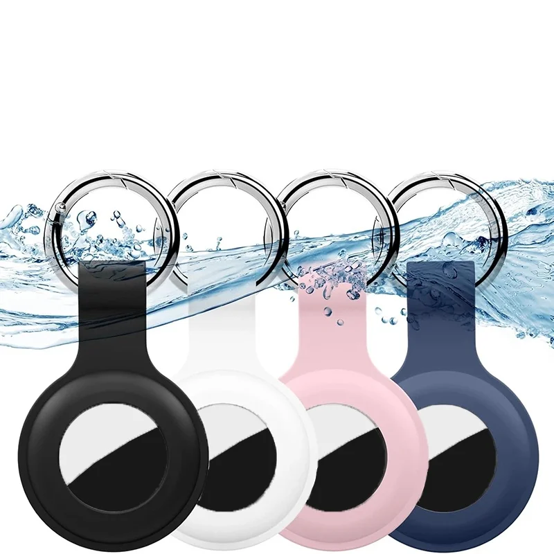 Soft Silicone Case For Apple AirTag Protective Cover Waterproof Air Tag Tracker With Keychain For AirTags Anti-scratch Accessory