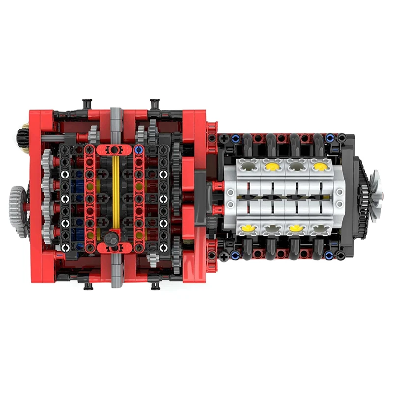 新しい技術マニュアル 8 速ギアボックスビルディングブロックモーター付き DIY 8 シリンダーエンジンアセンブリモデル子供のおもちゃ誕生日ギフト