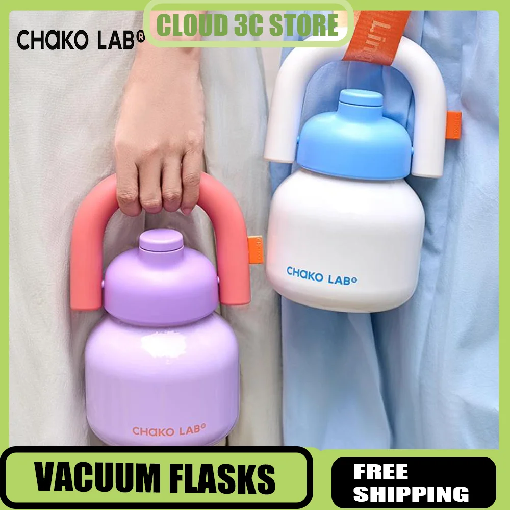 

CHakOLAB 1000ml Thermos Bottle 316 Stainless Steel Vacuum Flasks Big Straw Belly Cup with Lid Handle Outdoor Sports Water Kettle