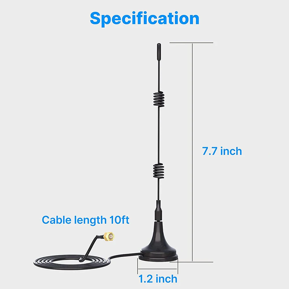 Keview 2.4ghz 7dbi 5xrange wifi impulsionador antena 10ft sma macho/rp sma macho com base magnética para roteador de câmera de segurança sem fio