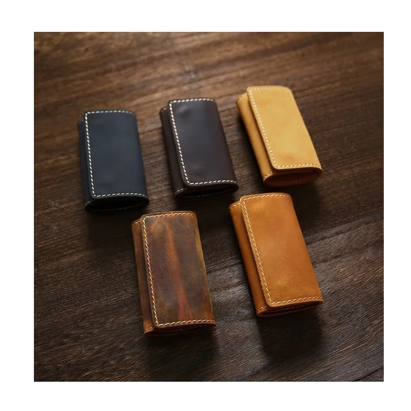 100% Genuine Leather Men Key Wallets Multifunctional Men Key Holder Car Key Pouch Retro Card Holder