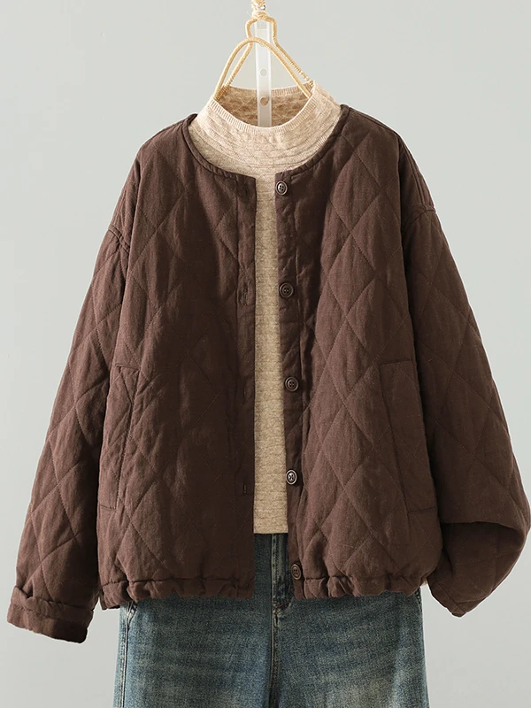معطف شتوي نسائي من القطن والكتان من Thiened معطف شتوي دافئ ملابس خارجية مبطنة بالقطن طويل الطول مقاس كبير