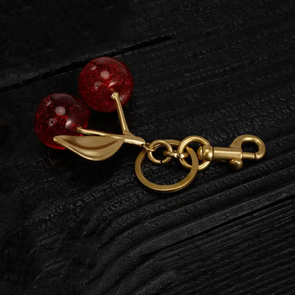 Handbag Accessory Charm Cherry Pendant Shoulder Bag Decoration Fruit Leaf Shape Keychain Exquisite Keyring Holder Cherry Charm