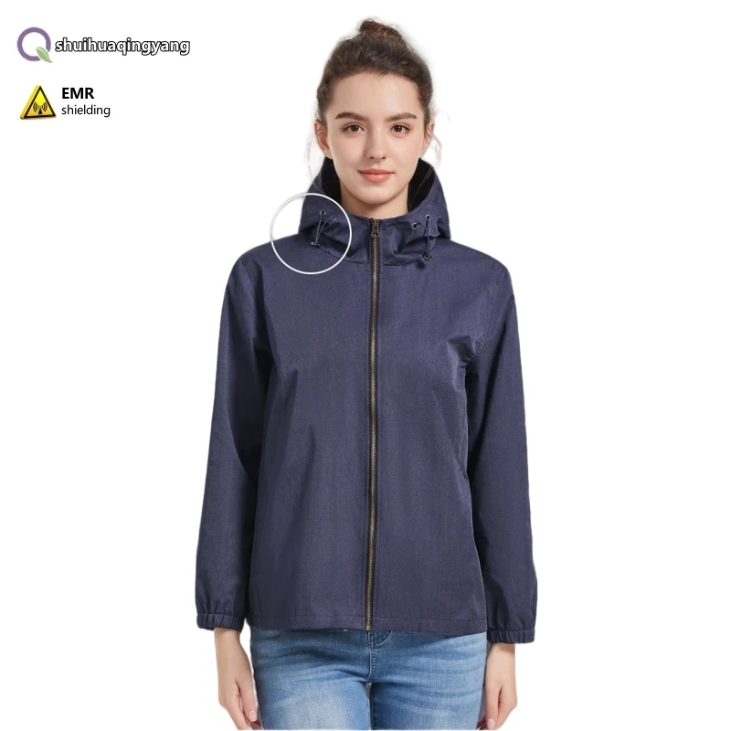 Electromagnetic radiation protective metal fiber hooded coat Computer rooms, monitoring room EMF shielding hooded clothing