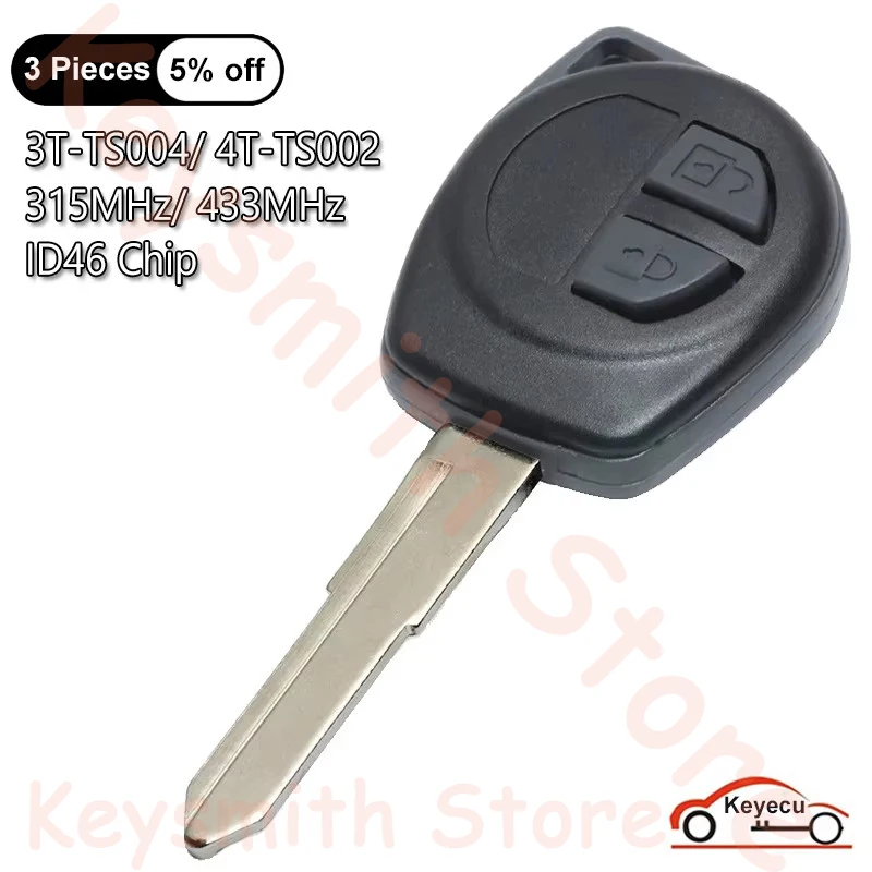 

KEYECU 2 кнопки 315 МГц 433 МГц ID46 чип для Suzuki SX4 2007 2008 2009 2010 2011 2012 2013 автоматический дистанционный брелок 3T-TS004 4T-TS002